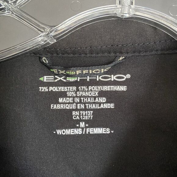 Exofficio Rain Jacket Women’s M Black Hooded Coat Pockets Outdoor Packable Camp - Picture 3 of 10